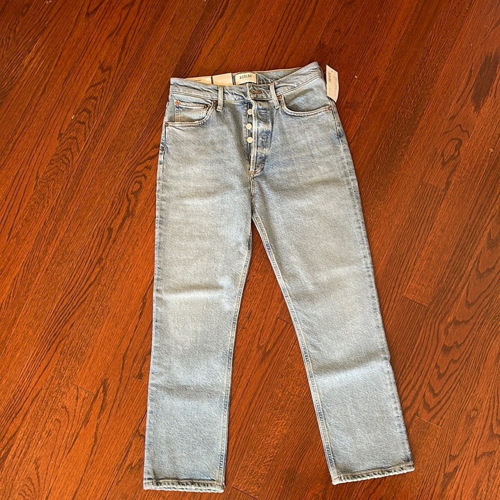 AGOLDE Riley High Rise Straight Crop Shiver wash